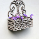 Landhaus Wandpflanzkasten Metall Shabby  Grau