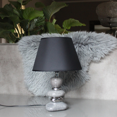 Tischlampe Steine Grau Silber Stoff Schwarz