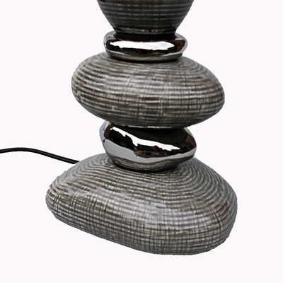Tischlampe Steine Grau Silber Stoff Schwarz