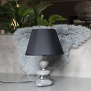 Tischlampe Steine Grau Silber Stoff Schwarz