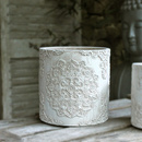 Mandala �bertopf Rund Creme Wei� Shabby