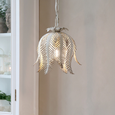 Vintage Bl�tter H�ngeleuchte Shabby Wei�