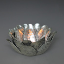 Teelichthalter Kerzenhalter Metall silber Lotusblüte