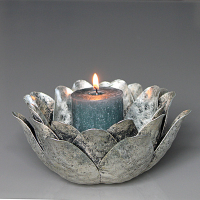 Teelichthalter silber Blte Kerzenstnder  22 cm; Hhe 10 cm