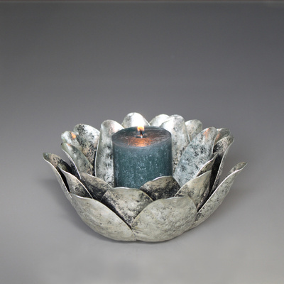 Teelichthalter silber Blte Kerzenstnder  19 cm; Hhe 9 cm