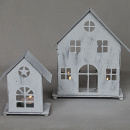 Teelichthaus Metall Grau Shabby