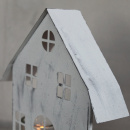 Teelichthaus Metall Grau Shabby