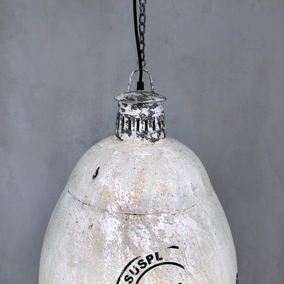 Große Vintage Industrielampe Retro Creme - Weiß