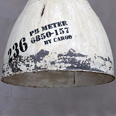 Große Vintage Industrielampe Retro Creme - Weiß