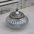 Vintage Glas Bonboniere Deckeldose Antik Silber